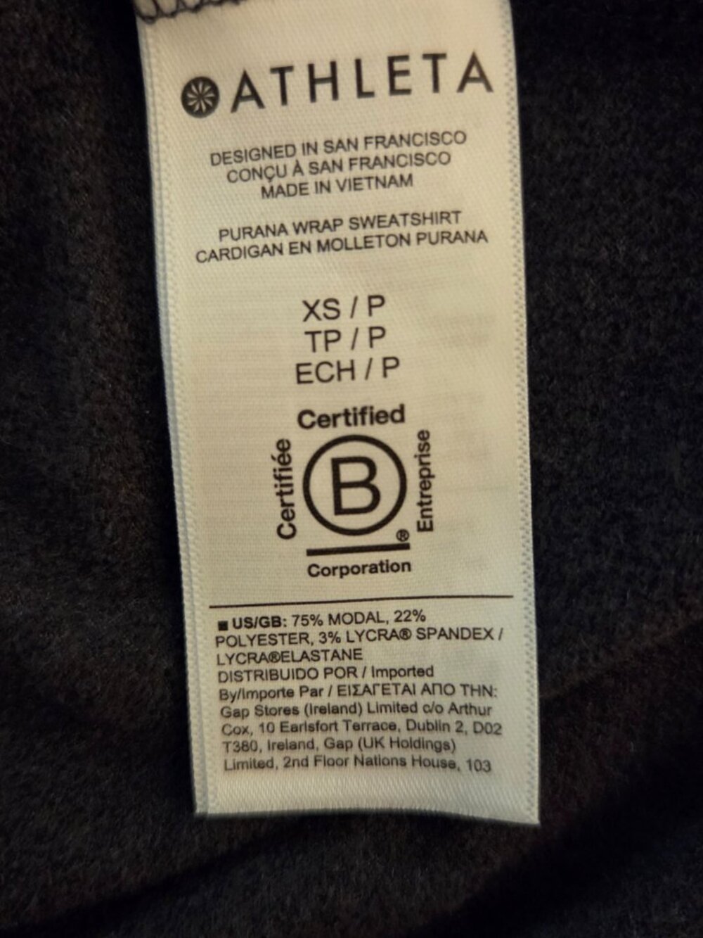 ATHLETA Purana Wrap Womens XS/S Charcoal Gray Oversized Sweatshirt Hoodie Flowy - Picture 9 of 12